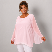CHIFFON LINED BLOUSE WITH FLUTED SLEEVES