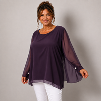 Chiffon Lined Blouse with Fluted Sleeves