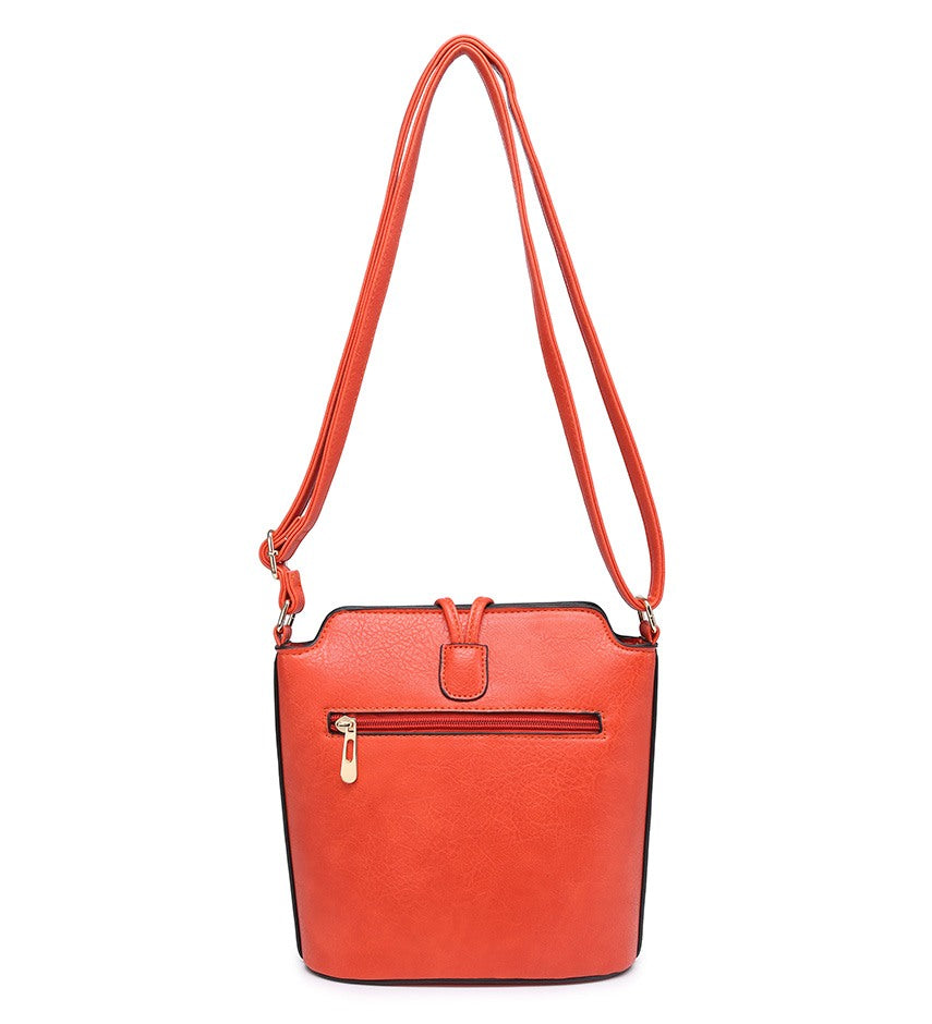 MEDIUM CROSS-BODY BAG HANDBAG WITH SHOULDER STRAPS + BUTTON DETAIL