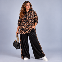 Leopard Velour Tracksuit Set with Hood