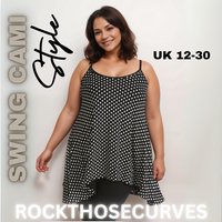 ROCKTHOSECURVES POLKA DOT CAMI VEST SWING TOP WITH HANKY HEM