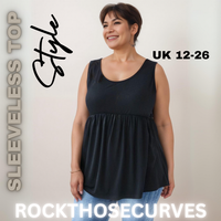 ROCKTHOSECURVES BLACK SLEEVELESS LONG TUNIC PEPLUM TOP VEST