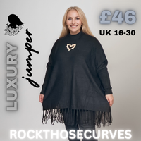 ROCKTHOSECURVES LUXURY TASSLE JUMPER WITH SILVER JEWEL HEART