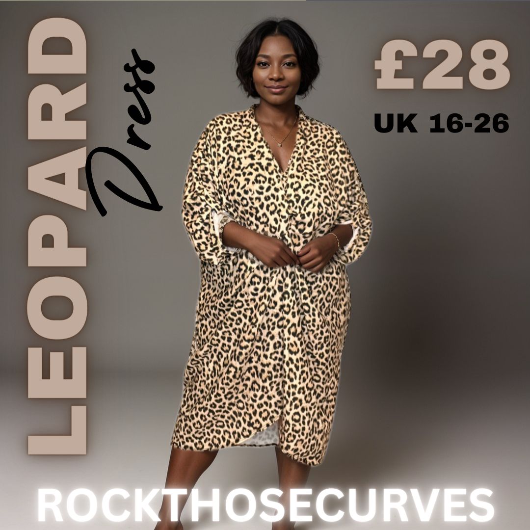 ANIMAL PRINT LOOSE FITTING V NECK KNOT FRONT DRESS