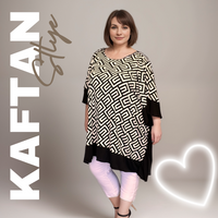 ROCKTHOSECURVES OVERSIZED SOFT STRETCHY GEOMETRIC KAFTAN WITH PANEL EDGING