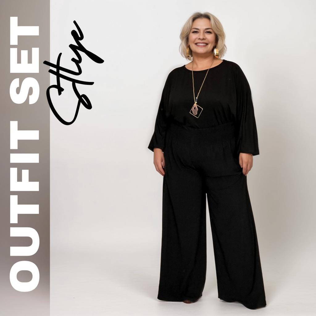 ROCKTHOSECURVES TWO PIECE PALAZZO TROUSERS + BATWING TOP OUTFIT
