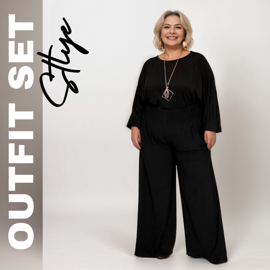 ROCKTHOSECURVES TWO PIECE PALAZZO TROUSERS + BATWING TOP OUTFIT