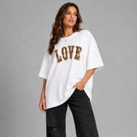 Love Leopard Short Sleeve Boyfriend T-Shirt / Top