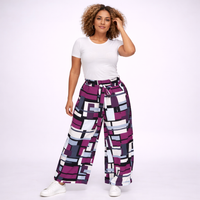 Magenta Geo Print Palazzo Trousers with Belt