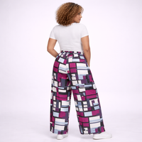 Magenta Geo Print Palazzo Trousers with Belt