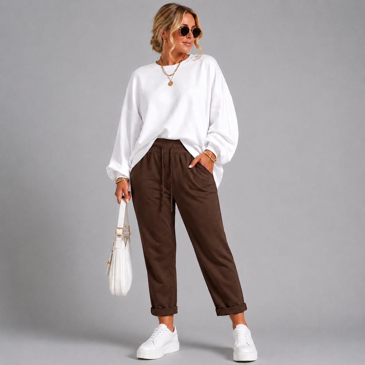 Plain Elasticated Waist Joggers with Pockets