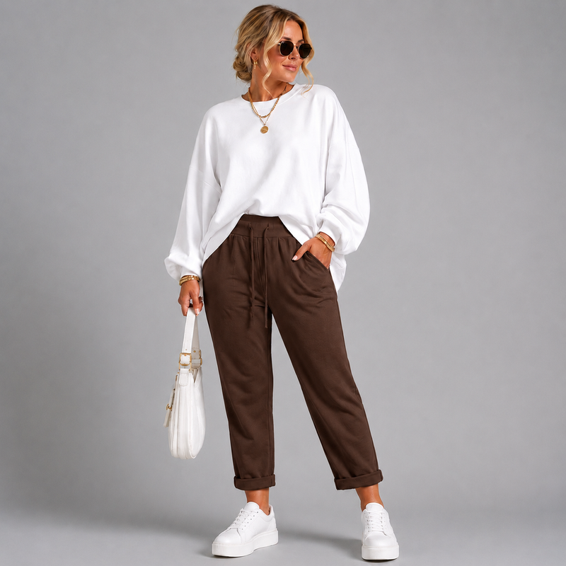 Plain Elasticated Waist Joggers with Pockets