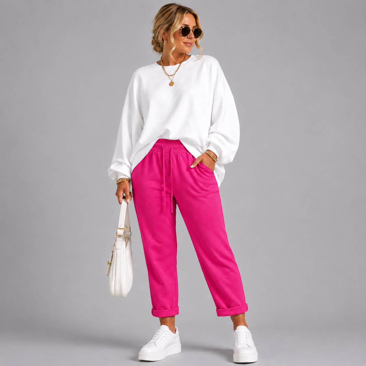 Plain Elasticated Waist Joggers with Pockets