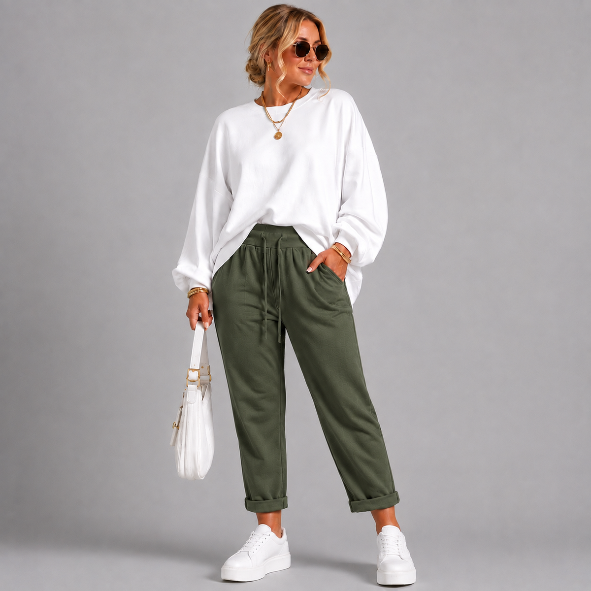 Plain Elasticated Waist Joggers with Pockets