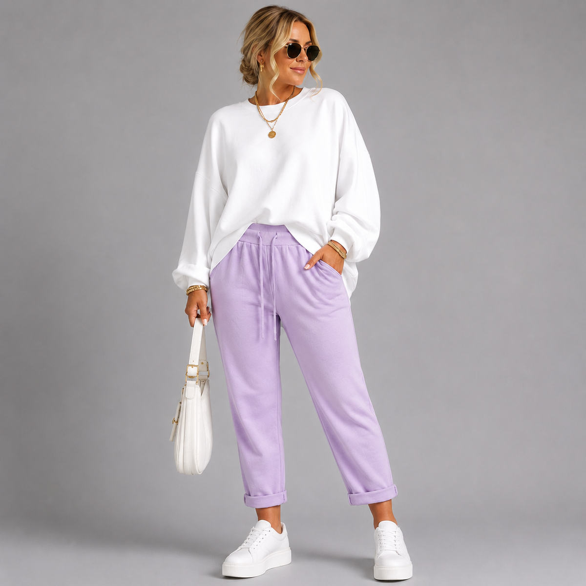 Plain Elasticated Waist Joggers with Pockets