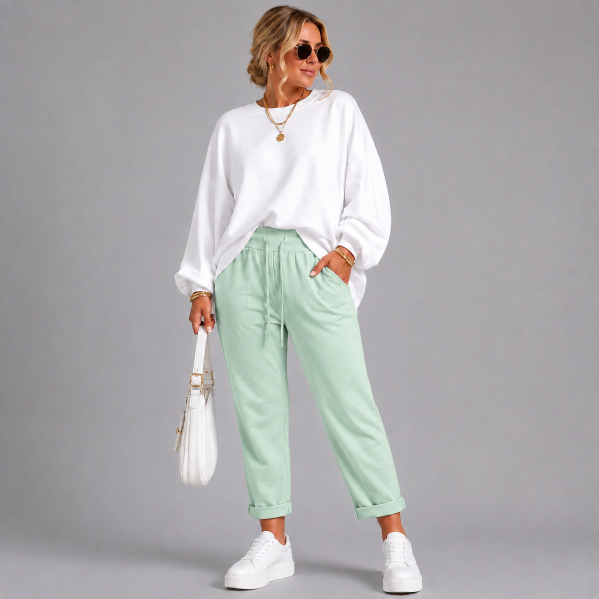 Plain Elasticated Waist Joggers with Pockets