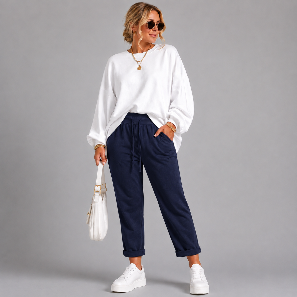 Plain Elasticated Waist Joggers with Pockets