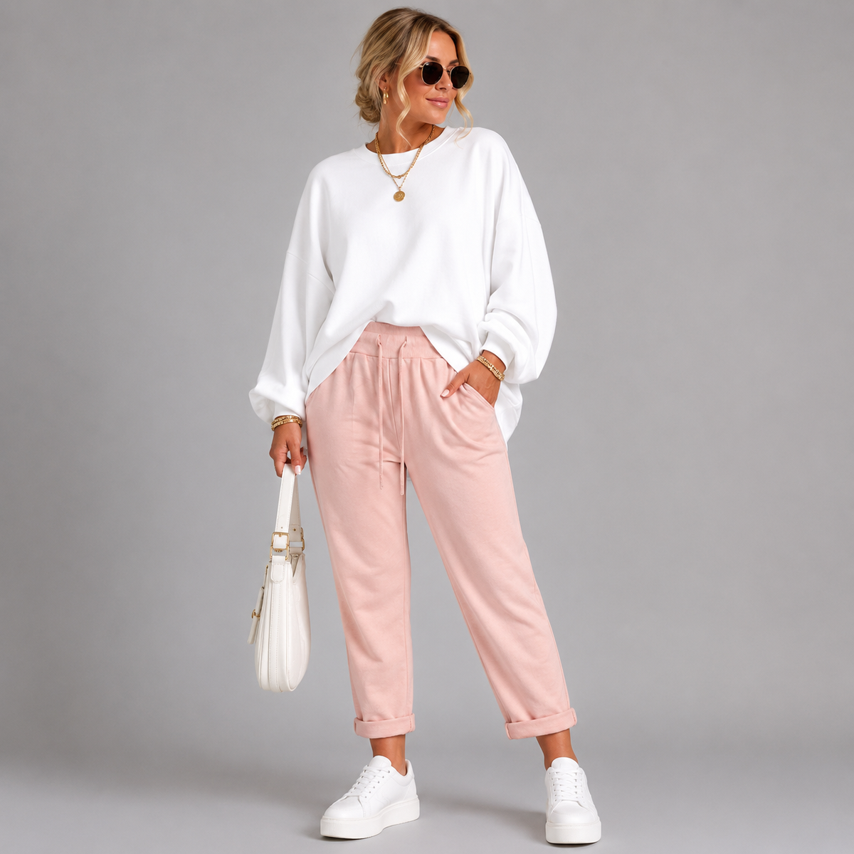 Plain Elasticated Waist Joggers with Pockets