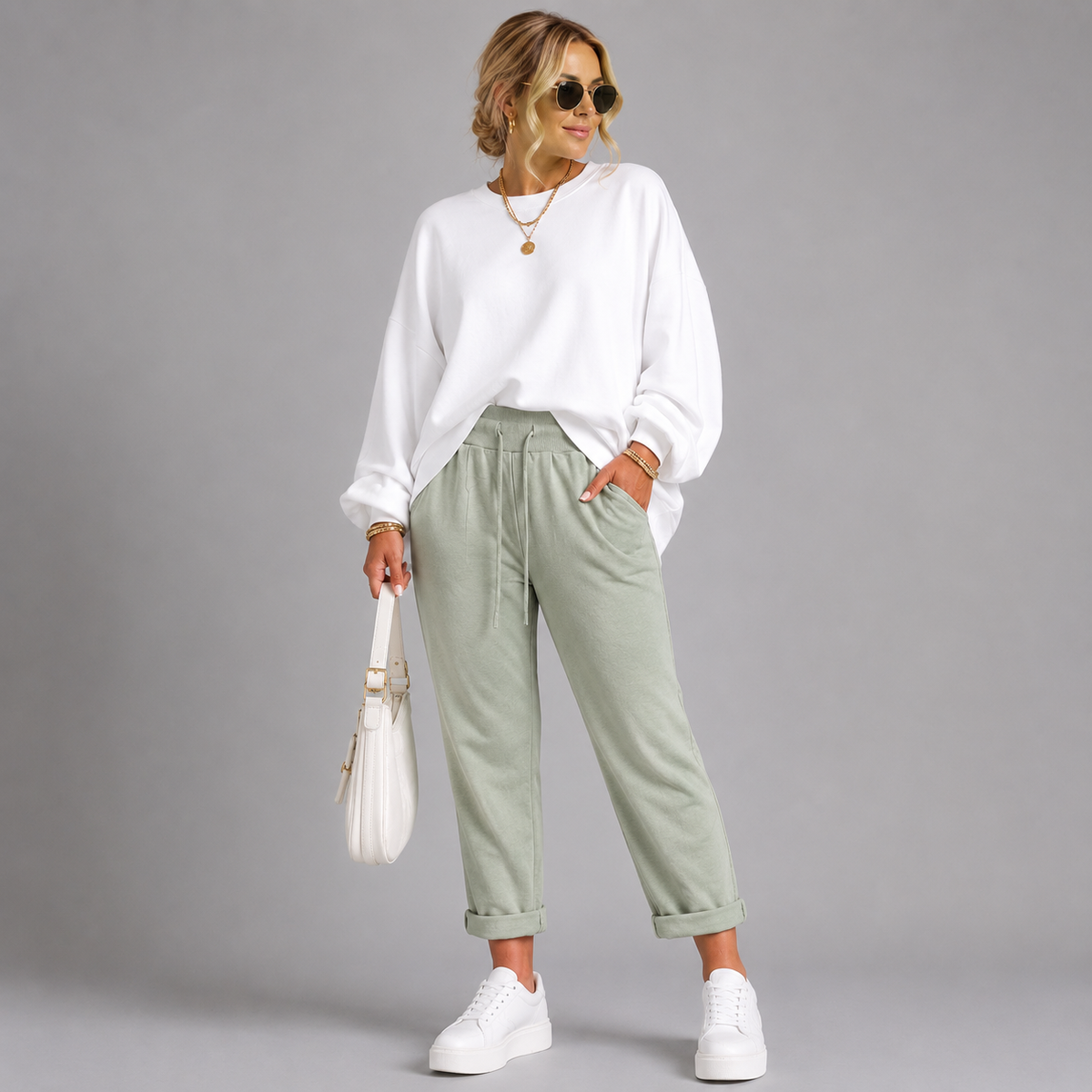 Plain Elasticated Waist Joggers with Pockets