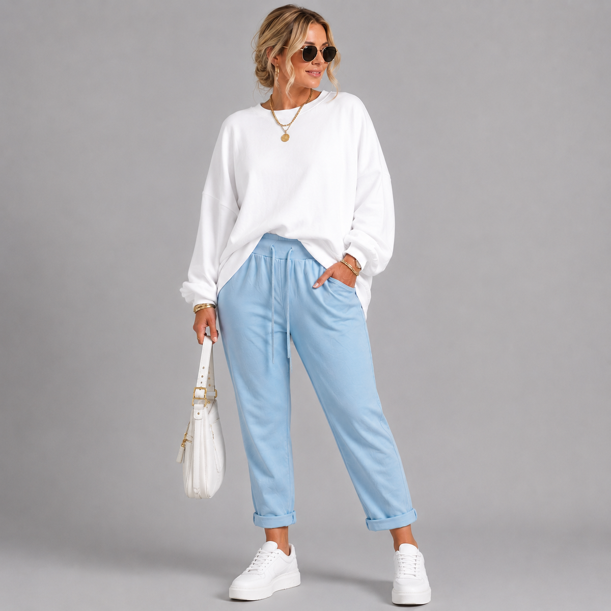 Plain Elasticated Waist Joggers with Pockets