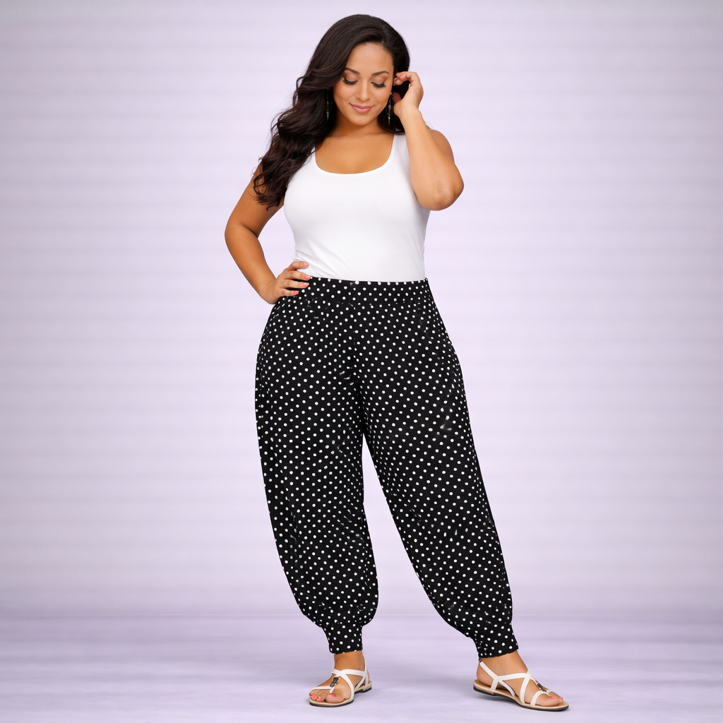 Polka Dot High Rise Harem Pants