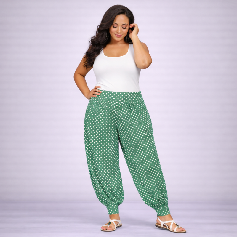Polka Dot High Rise Harem Pants