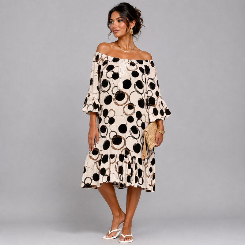 Bardot Off Shoulder Frilled Hem Summer Dress