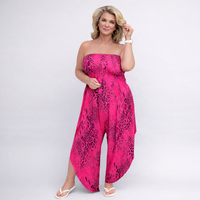 Strapless Boob Tube Jumpsuit with V Hem Legs