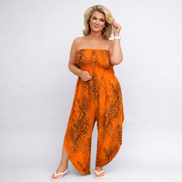 Strapless Boob Tube Jumpsuit with V Hem Legs