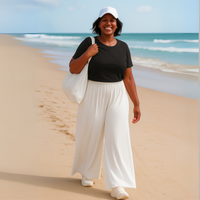 Plain Stretchy Wide Leg Palazzo Trousers