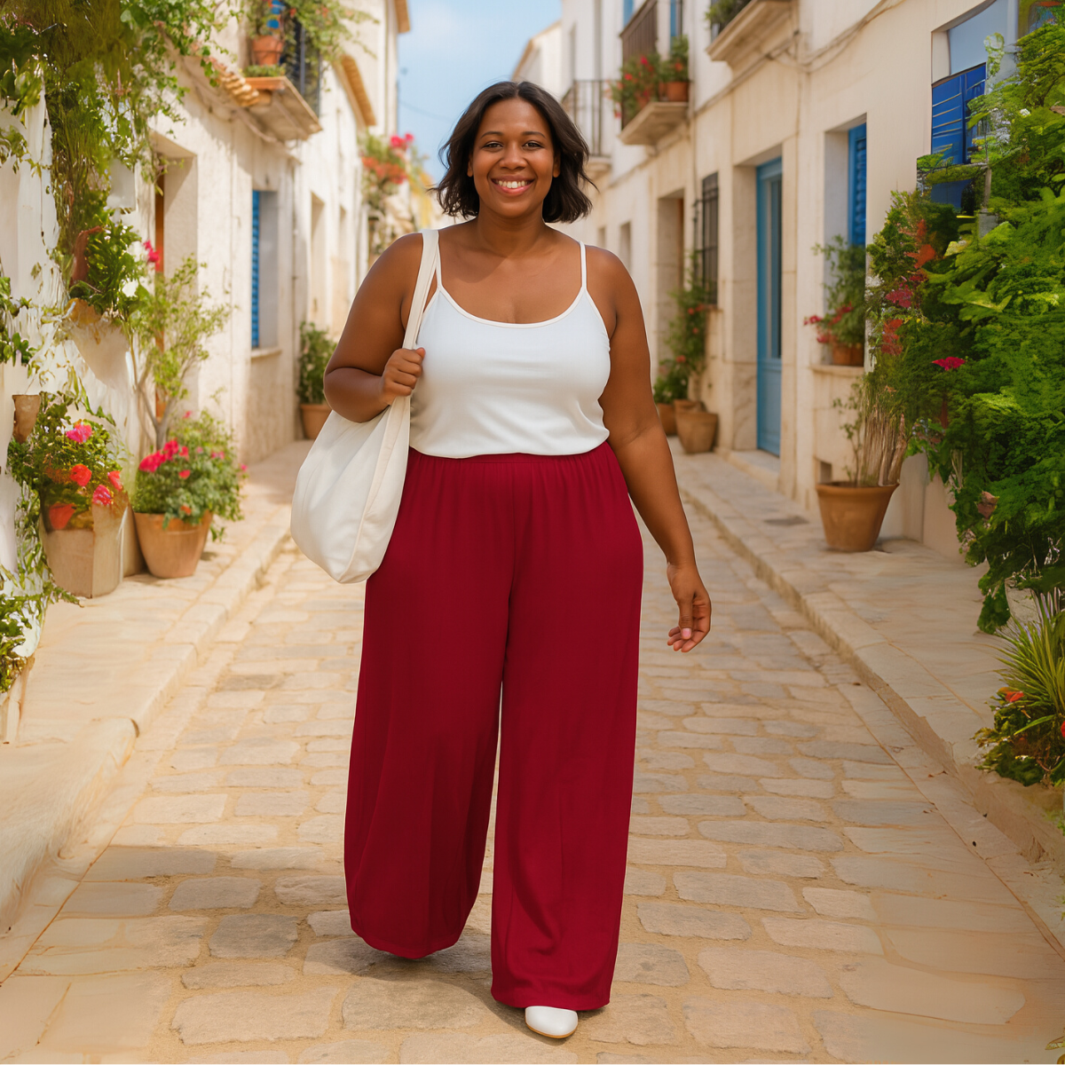 Plain Stretchy Wide Leg Palazzo Trousers