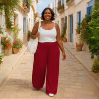 Plain Stretchy Wide Leg Palazzo Trousers