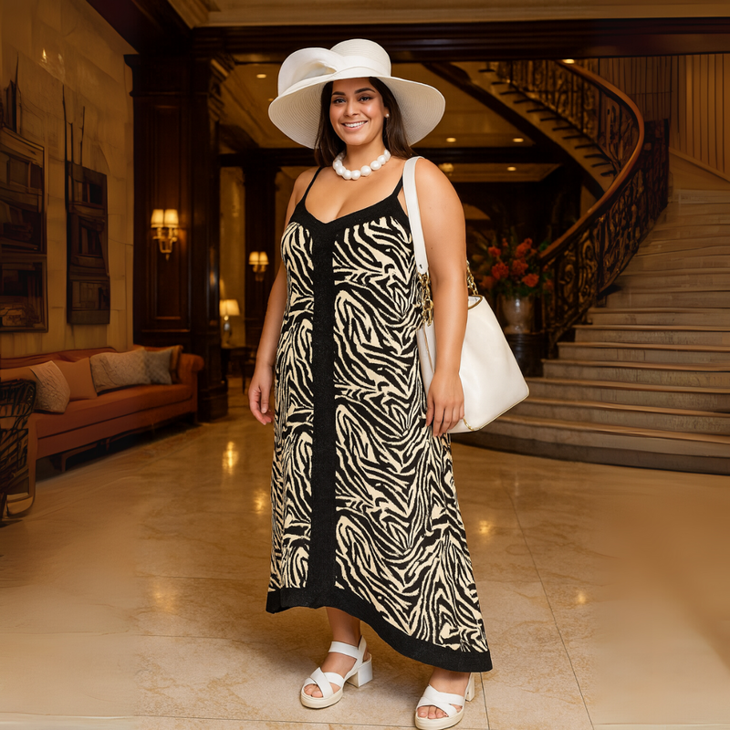 Strappy Hanky Hem Animal Print Dress