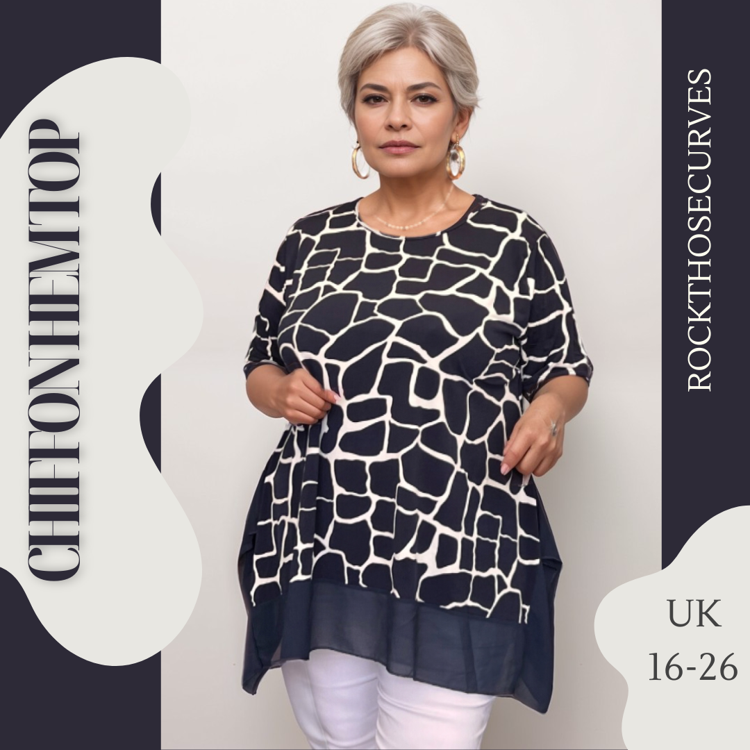 SHORT SLEEVE LOOSE FIT TOP CHIFFON HANKY HEM