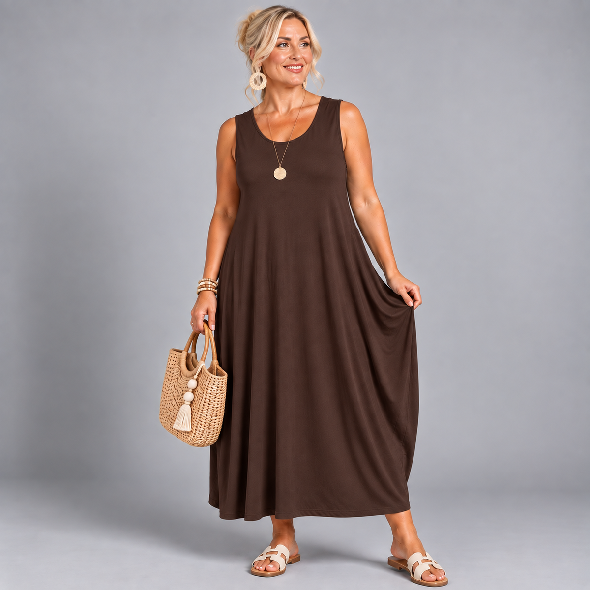 Sleeveless T-Shirt Midi Dress