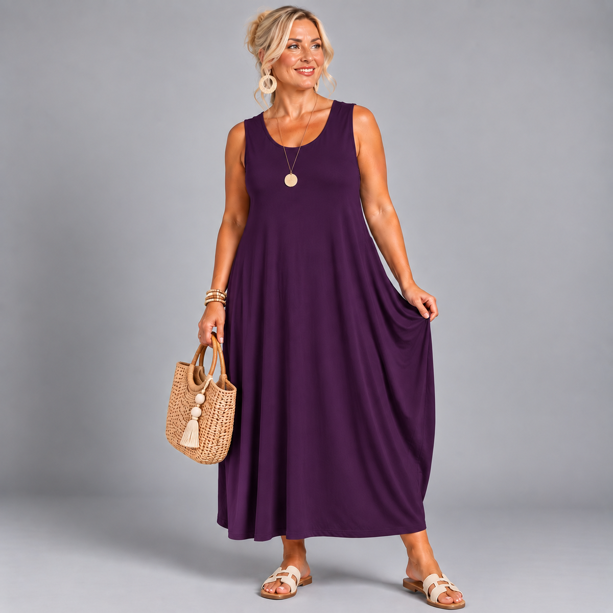 Sleeveless T-Shirt Midi Dress