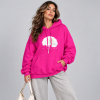 Cotton Oversized Hoodie with Dandelion Print