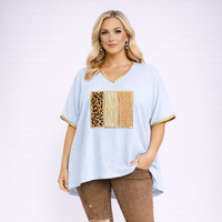 Oversized Textured V-Neck Blouse / T-shirt