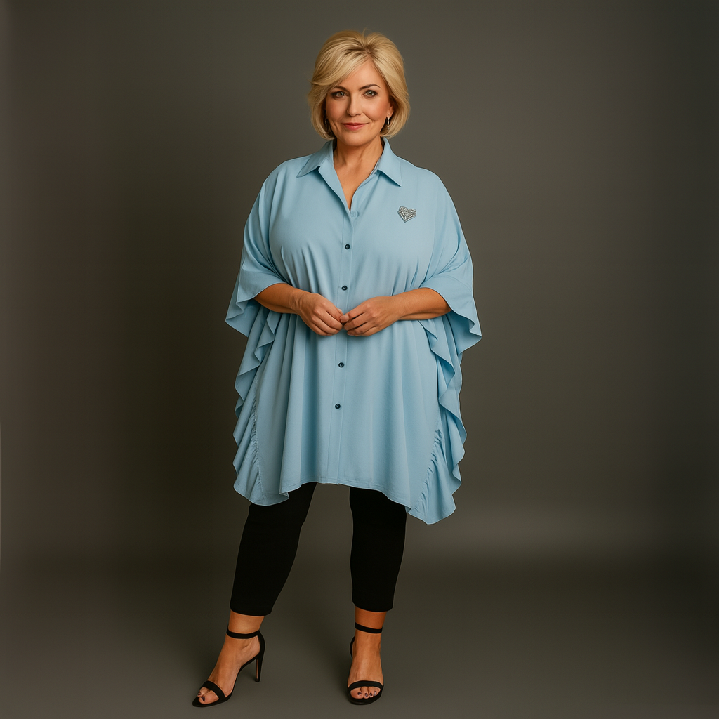 Oversized Shirt with Frilled Sides and Sparkly Heart
