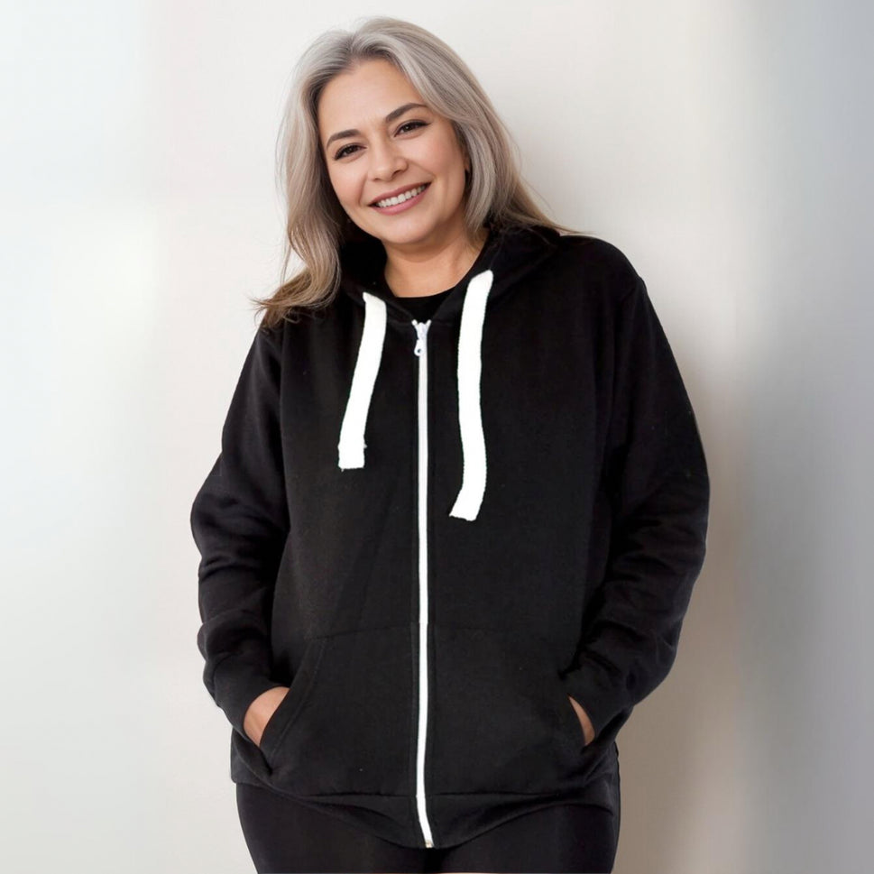 ROCKTHOSECURVES ZIP UP HOODY PLUS SIZE JACKETBlack / UK 14