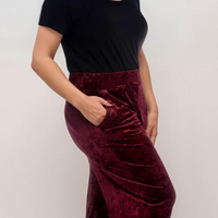 ROCKTHOSECURVES CRUSHED VELVET TROUSERS ELASTIC WAIST AND POCKETS