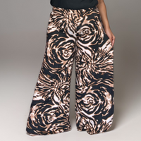 ROCKTHOSECURVES BOLD TIGER PRINT WIDE LEG STRETCHY PALAZZO PANTS