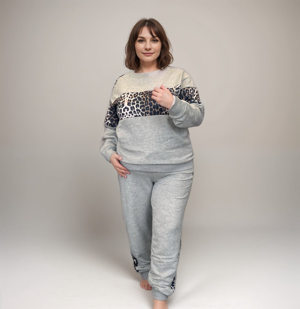 ROCKTHOSECURVES TRACKSUIT WITH LEOPARD PANELS