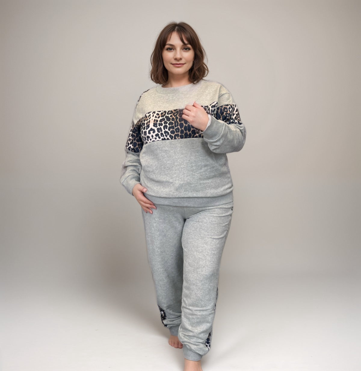 ROCKTHOSECURVES TRACKSUIT WITH LEOPARD PANELS