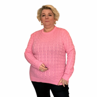 CABLE KNIT LONG SLEEVE ROUND NECK JUMPER