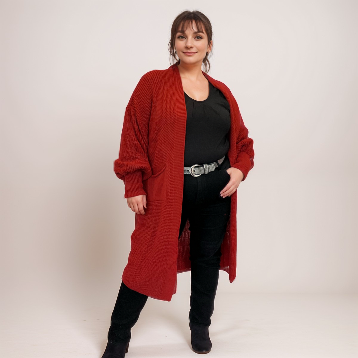 KNITTED DUSTER CARDIGAN WITH FRONT POCKETS