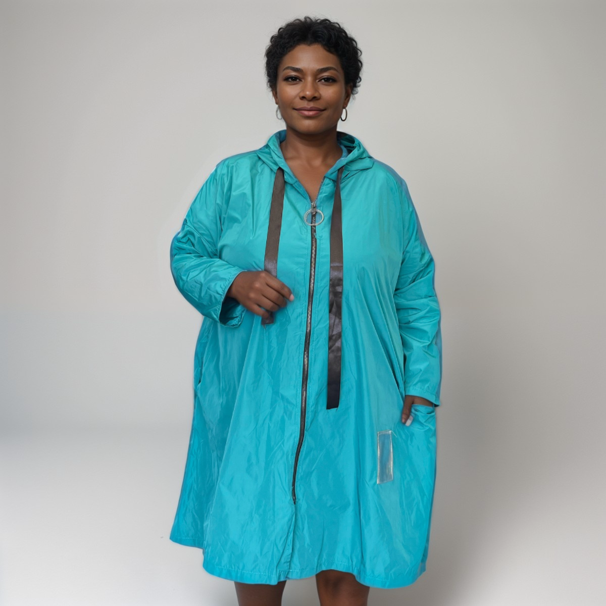 Plus size raincoat with hood online