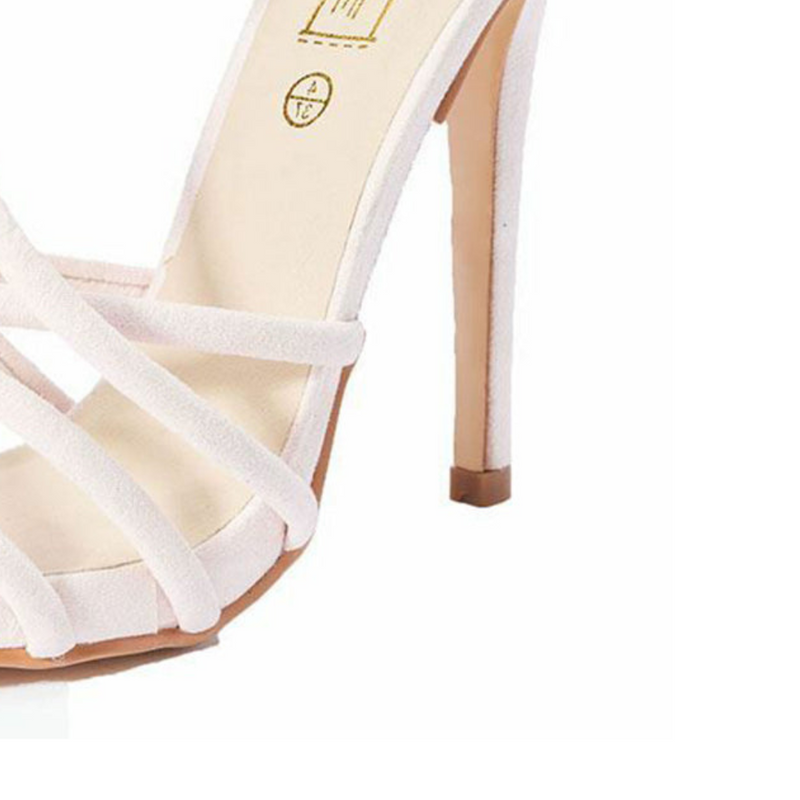 NUDE PINK SUEDETTE HIGH HEEL STRAPPY SANDALS / SHOES
