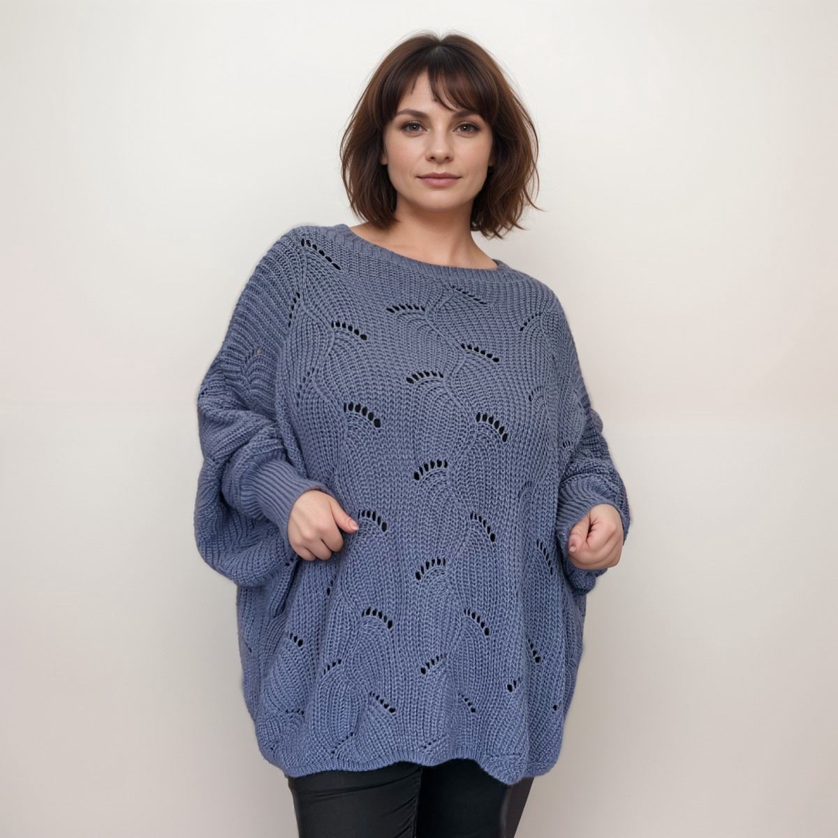 OVERSIZED SHELL PATTERN BATWING JUMPER