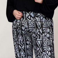 ROCKTHOSECURVES BLACK GREY AZTEC HIGH WAIST HAREM PANTS